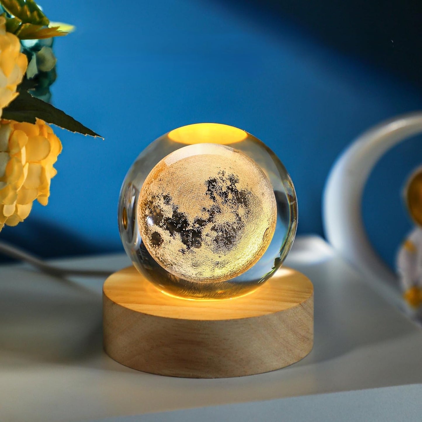 3D Crystal Moon Galaxy Night Light
