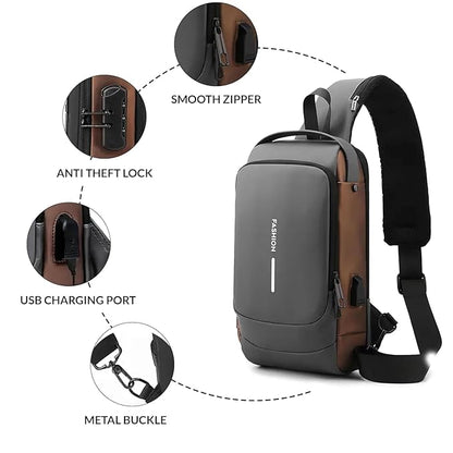Waterproof Polyester Slim Unisex Crossbody Sling Bag