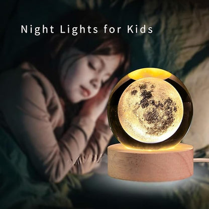 3D Crystal Moon Galaxy Night Light